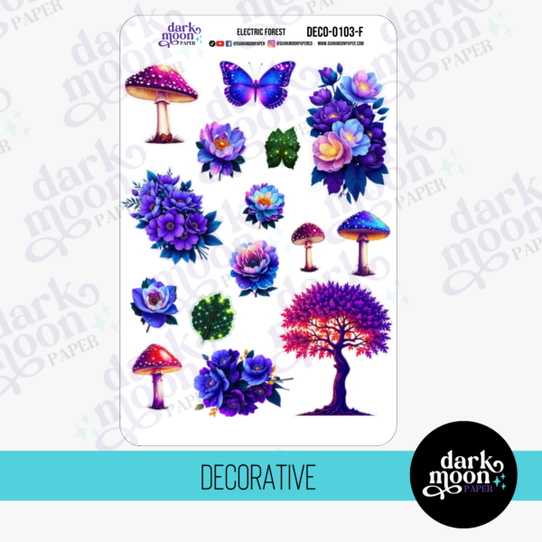 Blue and purple botanical decorative planner stickers to use with a hobonichi weeks layout