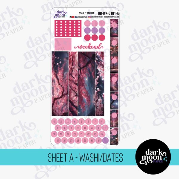 Cherry blossom themed hobonochi weeks layout ideas, planner sheets with date covers and washi