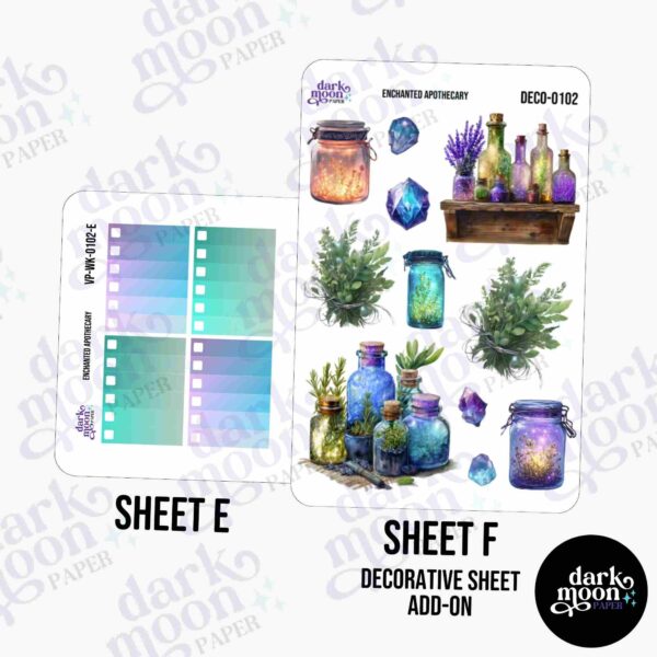 Enchanted Apothecary vertical planner weekly kit with checklist and decorative stickers