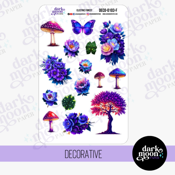 Blue and purple botanical decorative planner stickers