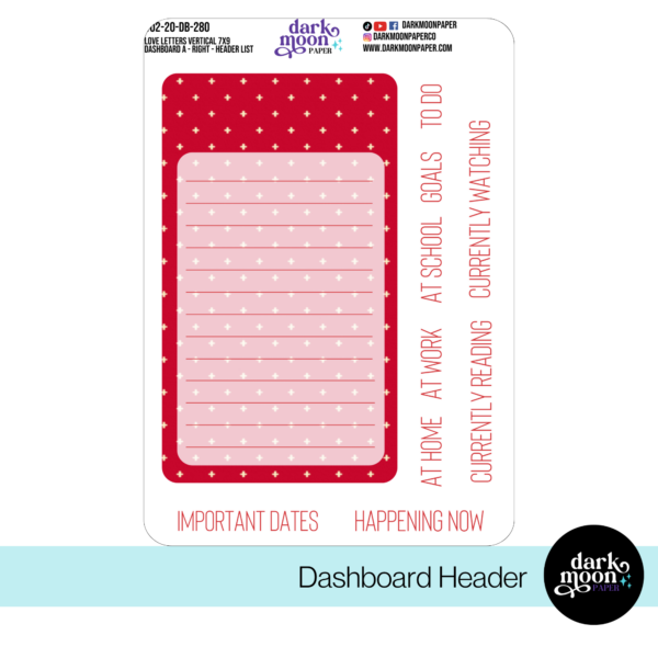 Standard Vertical Planner Dashboard Kit - Love Letters -102-20-DB - Image 6