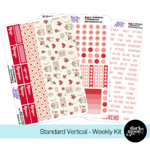 Weekly planner sticker kit for standard vertical planners in a valentine heart theme