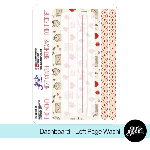 Standard Vertical Planner Dashboard Kit - Love Letters -102-20-DB - Image 4