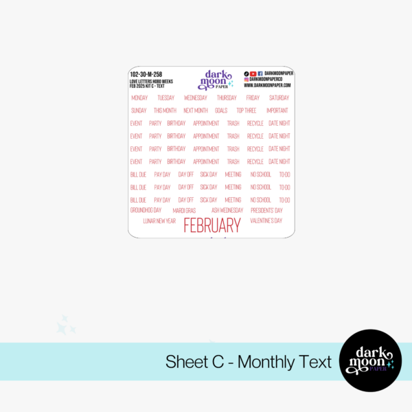 Hobonichi Weeks February Monthly Kit - Love Letters 102-30-M - Image 4