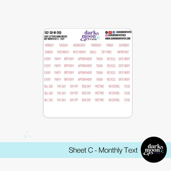 Hobonichi Weeks Any Month Monthly Kit - Love Letters 102-30-AM - Image 4