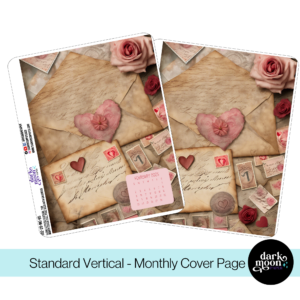 Love themed monthly cover page for standard vertical planners