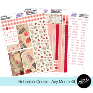 Love Letters themed monthly kit for the hobonichi cousin month calendar pages