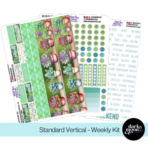 Standard vertical planner pages for a 7x9 planner in a succulent plant theme