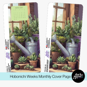 Hobonichi Weeks decorative montly cover page featuring succulent plants