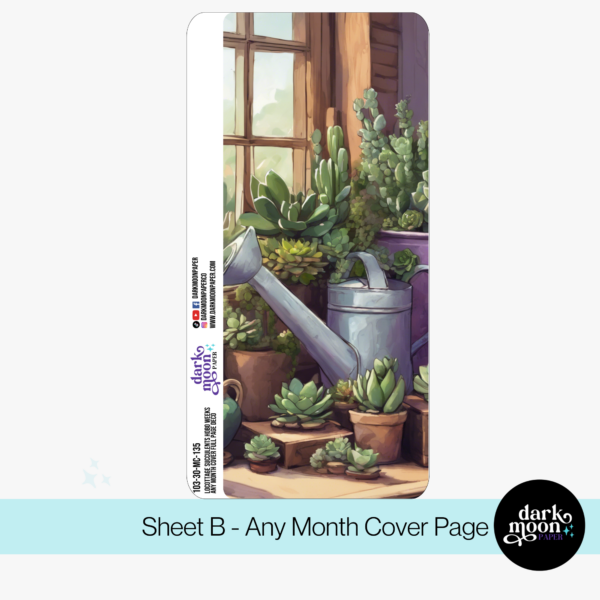 Hobonichi Weeks decorative montly cover page featuring succulent plants, undated month closeup