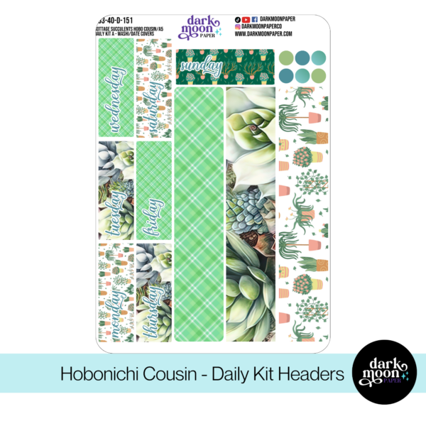 Hobonichi Cousin Daily Pages Kit - Cottage Succulents 103-40-D-(A&B) - Image 3