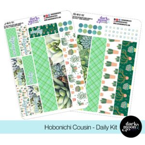 A succulent plant themed sticker kit for hobonich cousin daily pages