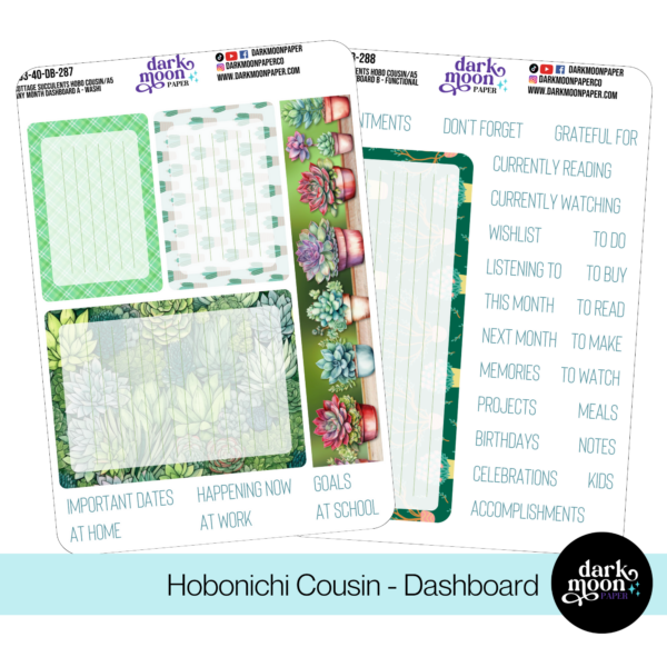 Hobonichi Cousin Dashboard Kit - Cottage Succulents - 103-40-DB - Image 4