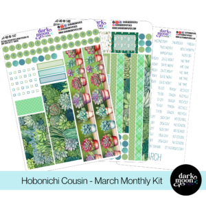 March monthly calendar page stickers for the hobonichi cousin A5 planner