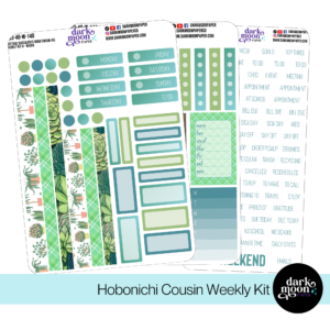 Weekly sticker kit for the hobonichi cousin planner in a green succulent plant theme