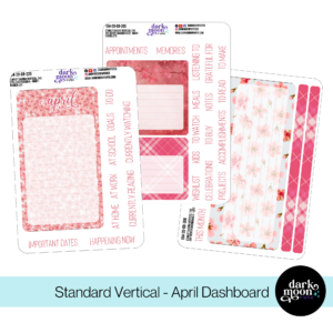 Pink cherry blossom themed planner stickers for a monthly dashboard in 7x9 inch planners