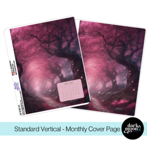 Colorful pink cherry blossom illustration as a section divider monthly cover page for a planner