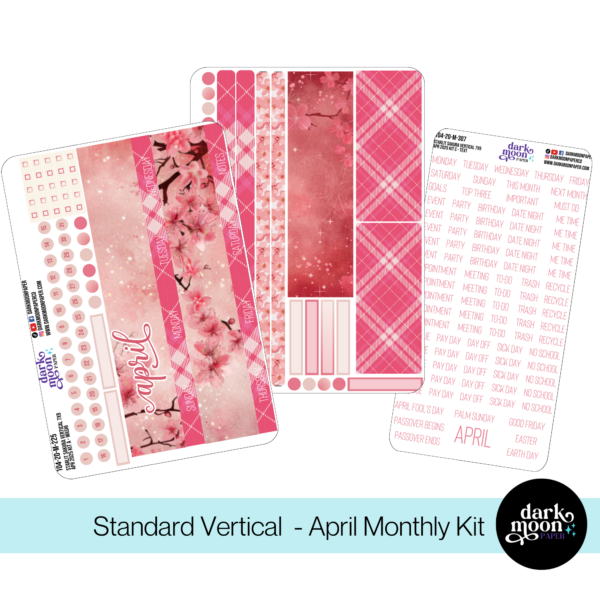 Cherry blossom sticker kit for April monthly planner pages