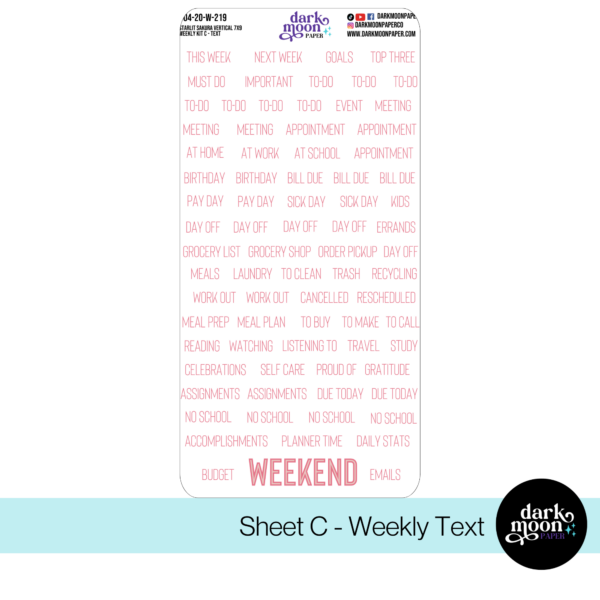 Standard Vertical Planner Weekly Kit - Starlit Sakura - 104-20-W - Image 4