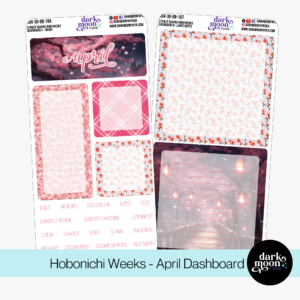 Monthly dashboard stickers for hobonichi weeks planners featuring cherry blossoms