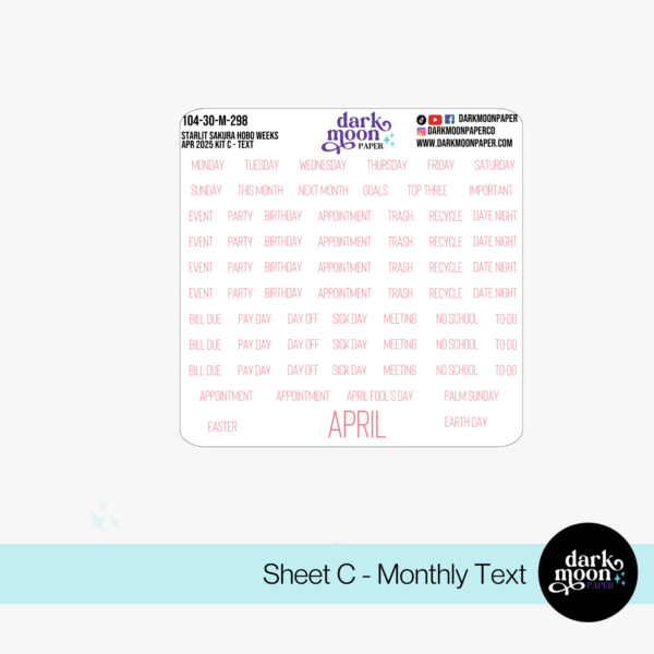 Hobonichi Weeks April Monthly Kit - Starlit Sakura 104-30-M - Image 4