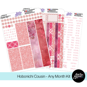 A cherry blossom themed sticker kit for the monthly pages of a hobonichi cousin planner