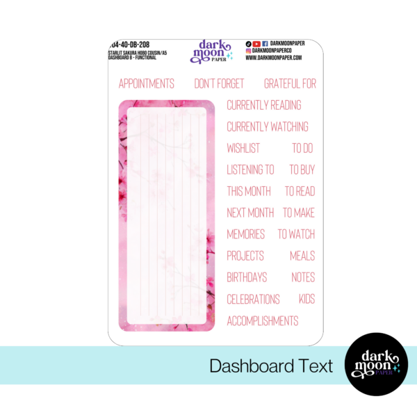 Hobonichi Cousin Dashboard Kit - Starlit Sakura - 104-40-DB - Image 3