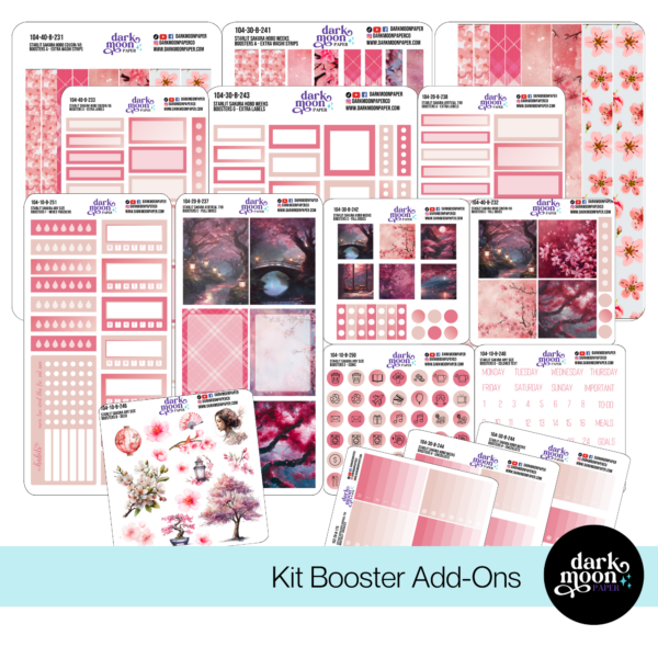 Cherry blossom themed planner sticker kits