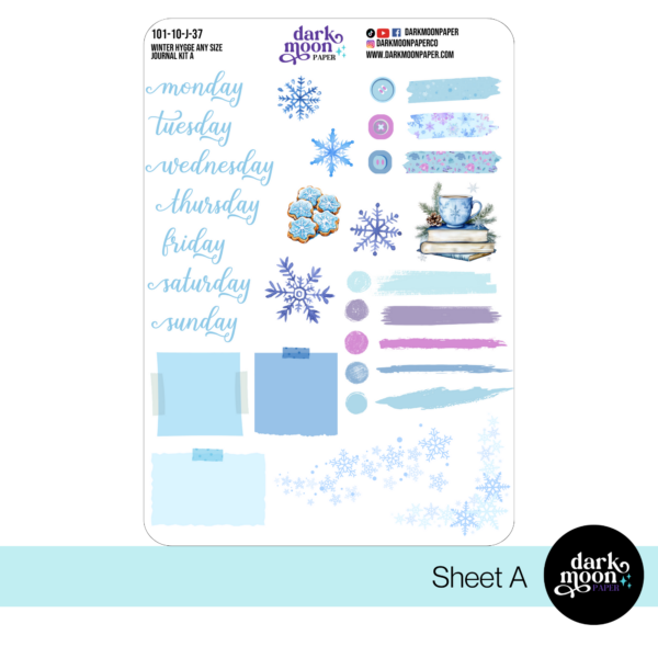 Decorative stickers to fit any planner or notebook, including snowflake themes and colors