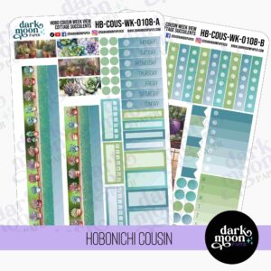 Cousin stickers for Hobonichi weekly layout pages, Cottage Succulents design, sticker kit