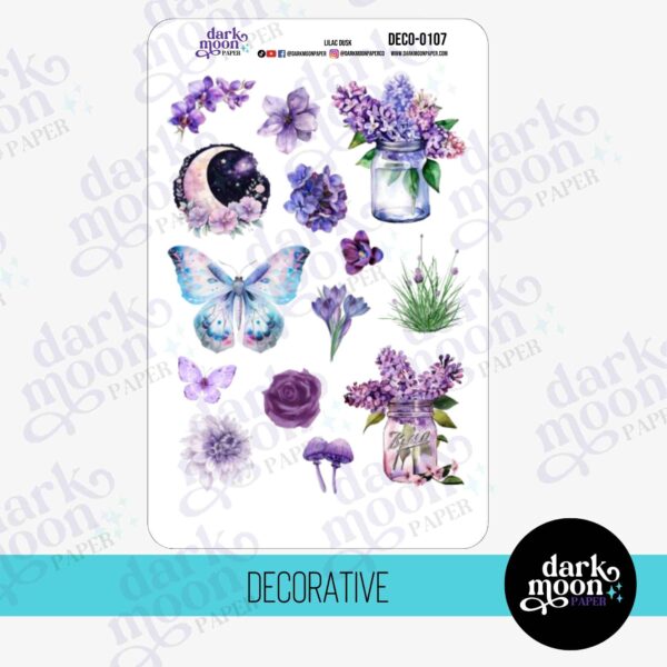 diy weekly planner ideas for hobonichi weeks, Lilac Dusk decorative stickers