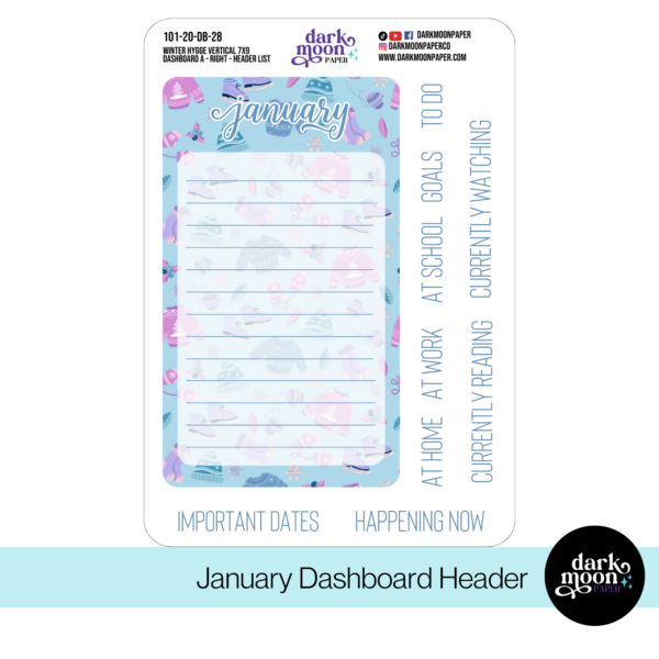 Standard Vertical Planner Dashboard Kit - Winter Hygge - 101-20-DB - Image 2