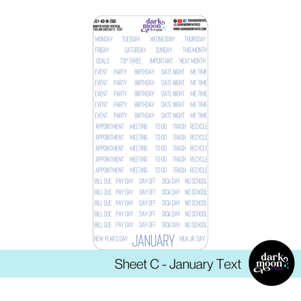 a winter themed planner stickers kit featuring hot cocoa and mittens, for the standard vertical planner