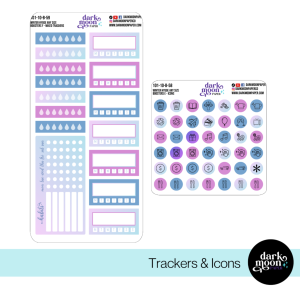 Winter Hygge themed tracker and icon planner stickers for any size planner