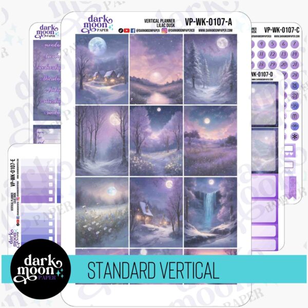 Lilac Dusk sticker kit for weekly planner vertical layout