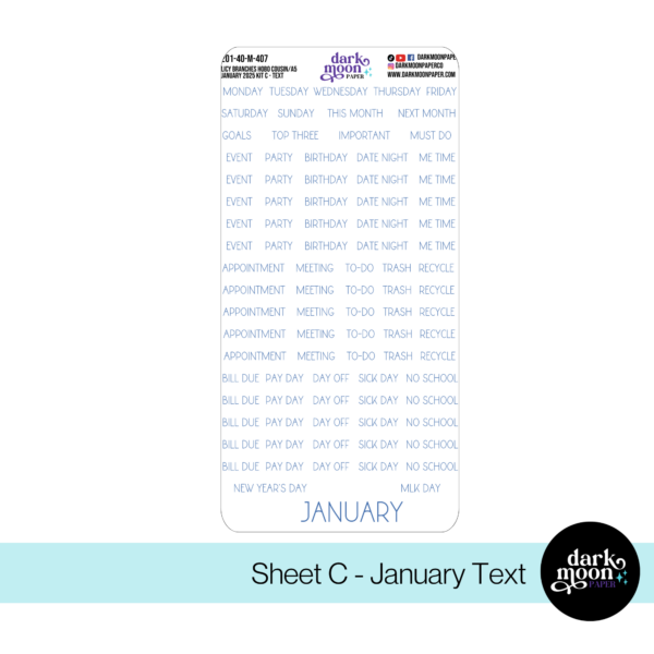 Hobonichi Cousin January Monthly Kit | Icy Branches 201-40-M - Image 4