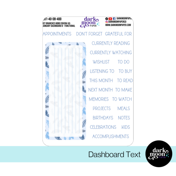 Hobonichi Cousin Dashboard Kit | Icy Branches | 201-40-DB - Image 3