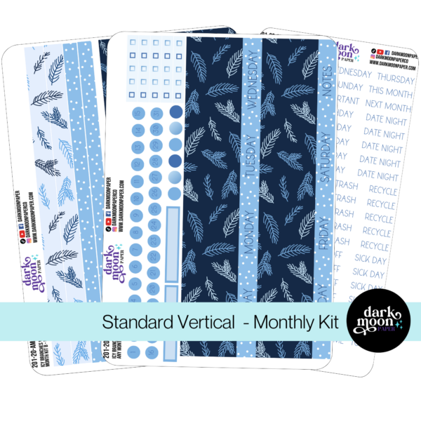 Standard Vertical Planner Any Month Monthly Kit | Icy Branches 201-20-AM