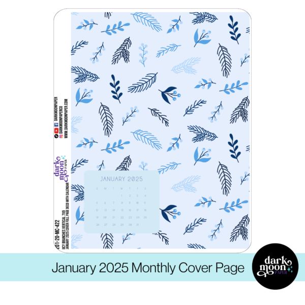 Standard Vertical Planner Monthly Cover Page | Icy Branches | 201-20-MC - Image 2