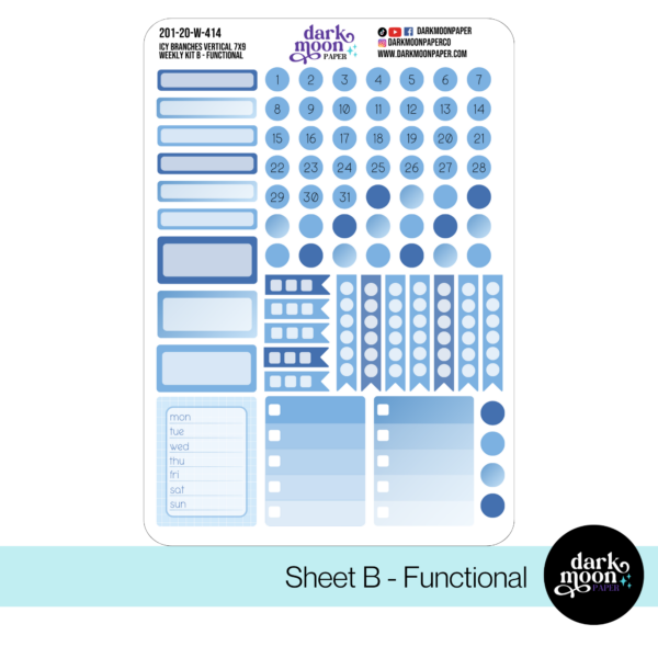 Standard Vertical Planner Weekly Kit | Icy Branches | 201-20-W - Image 3