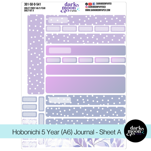 hobonichi 5 year journal daily sticker kit in violet frost design