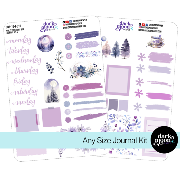 Journaling kit for any size notebook in Violet Frost theme