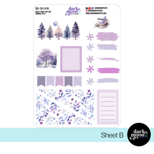 Journaling kit for any size notebook in Violet Frost theme