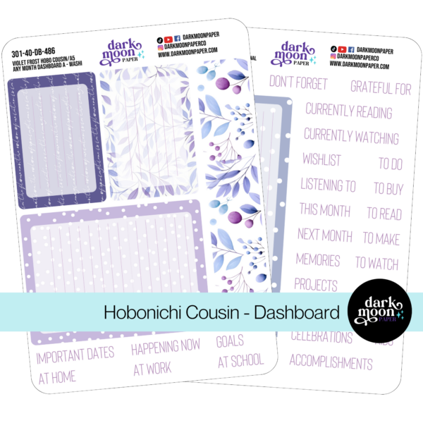 Hobonichi cousin dashboad planner ideas, monthly goals dashboard