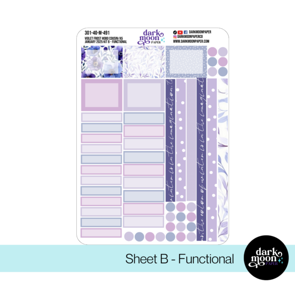 hobonichi cousin monthly kit january purple floral, functional