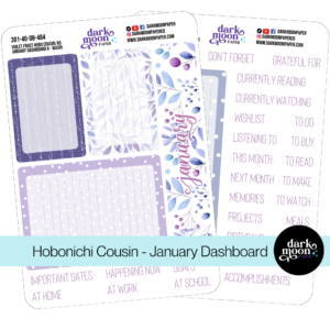 Hobonichi cousin dashboad planner ideas january monthly goals dashboard