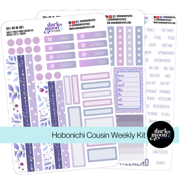 hobonichi cousin weekly kit violet frost purple floral