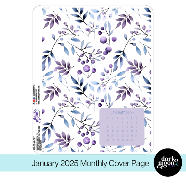 Monthly Cover Page for standard vertical planners january 2025