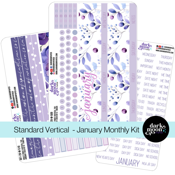 January monthly kit of stickers for standard vertical planners