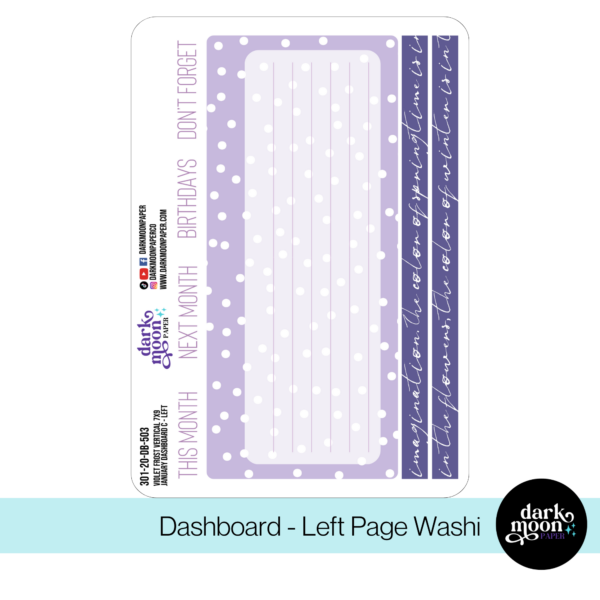 monthly dashboard layout for vertical planners, january dashboard washi